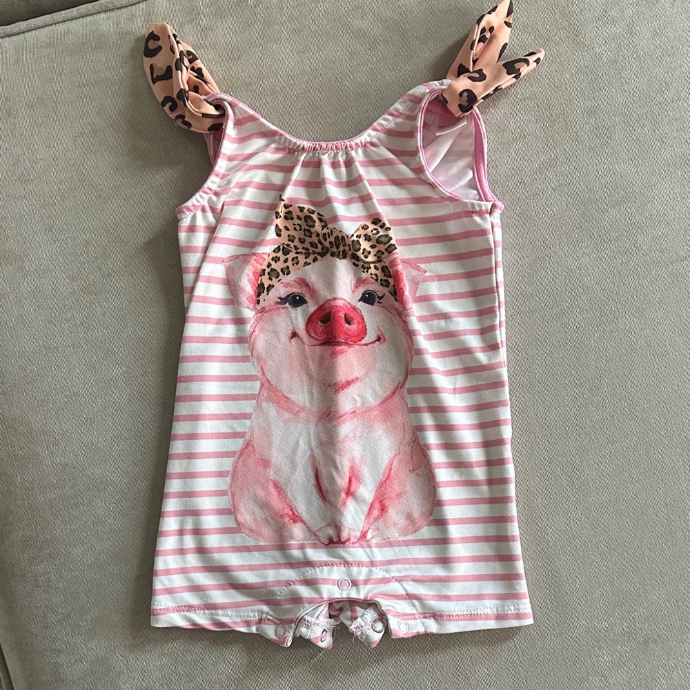 ⭐️5/$25⭐️ Pink Striped Piglet Kids One Piece